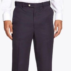 Men's Navy Microfiber expandable Waist band flat front Slack, size 36
